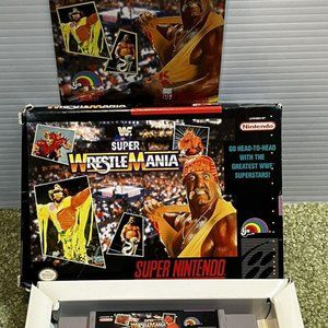 Super Nintendo Boxed Game “Super Wrestle mania” NES box manual complete 1991 Mib